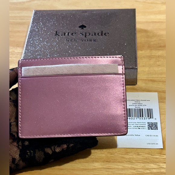 Kate Spade Kenzie Metallic Quartz Pink Card Holder Wallet in Box NWT - Picture 6 of 8